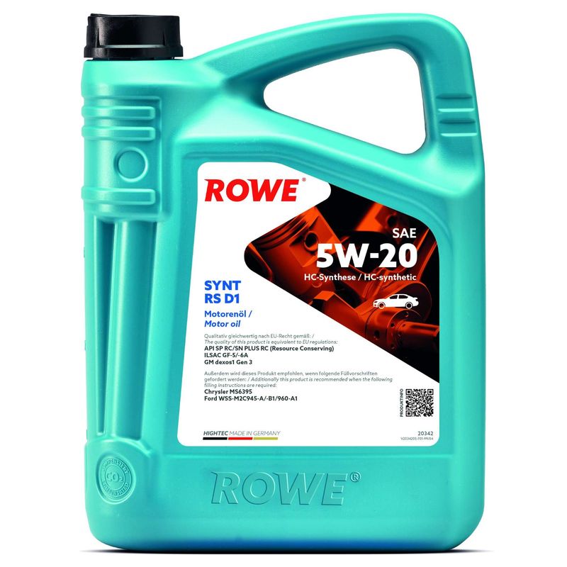 Олива моторна HIGHTEC SYNT RS D1 SAE 5W-20 (5 L)