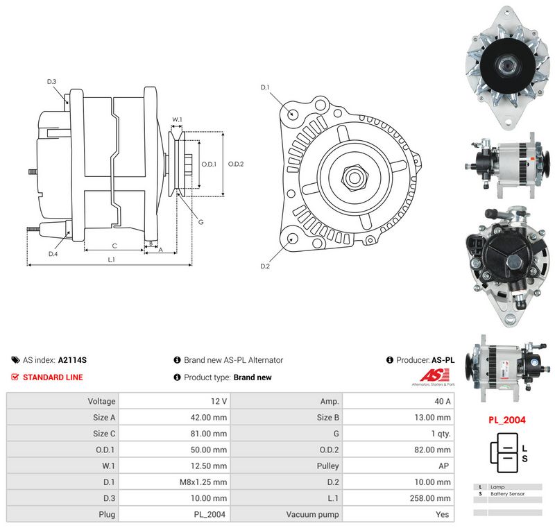 Generaator, AS-PL A2114S