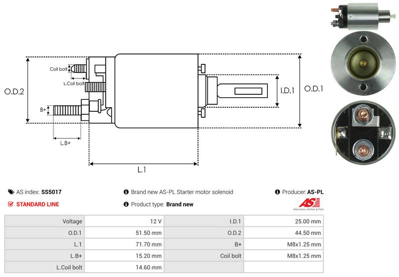 AS-PL SS5017 Solenoid Switch, starter