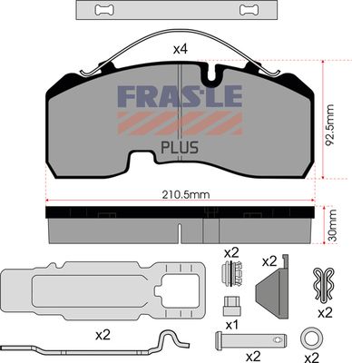 Sada brzdových destiček, kotoučová brzda PD/142-K023-PLUS