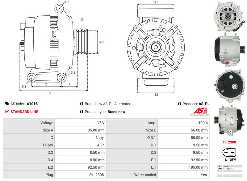 AS-PL A1016 Alternator