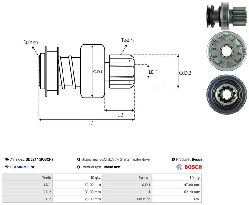 Vabajooks, starter, AS-PL SD0244(BOSCH)