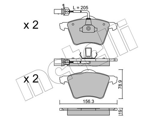 Комплект гальмівних накладок, дискове гальмо, Metelli 22-0550-1