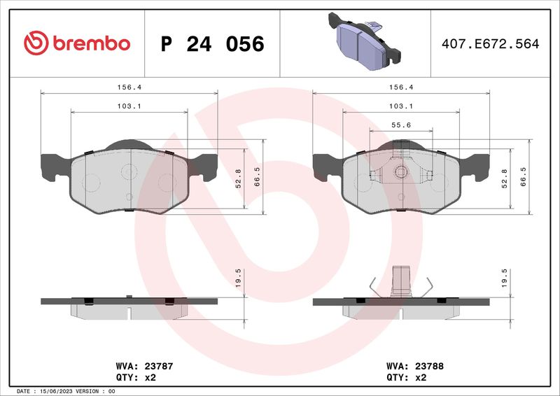 BREMBO fékbetétkészlet, tárcsafék P 24 056