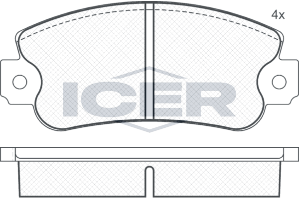 комплект спирачно феродо, дискови спирачки ICER
