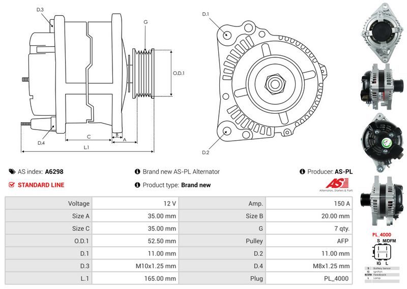 AS-PL A6298 Alternator