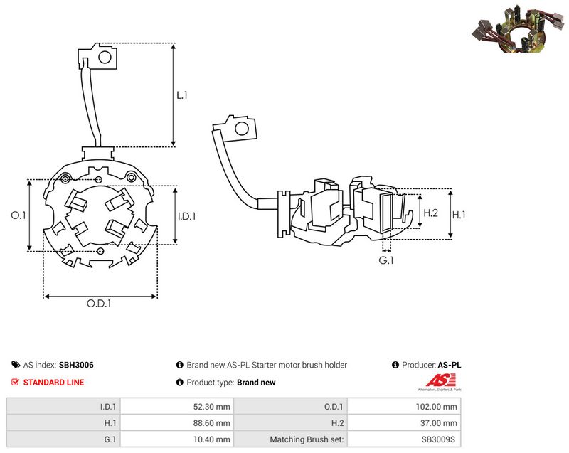 AS-PL SBH3006 Holder, carbon brushes
