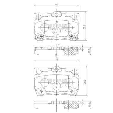 Комплект гальмівних накладок, дискове гальмо, Nipparts N3612041