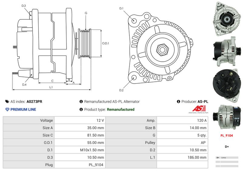 AS-PL A0273PR Alternator