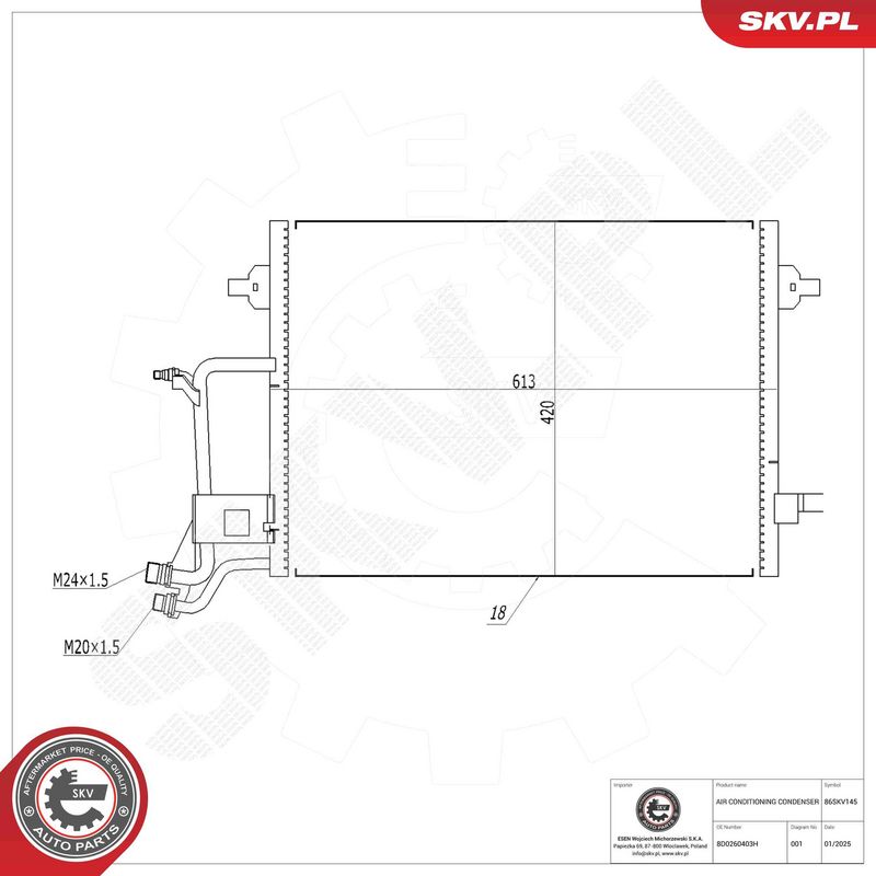 Prekės atitinka OEM kodą: 8D0 260 403H