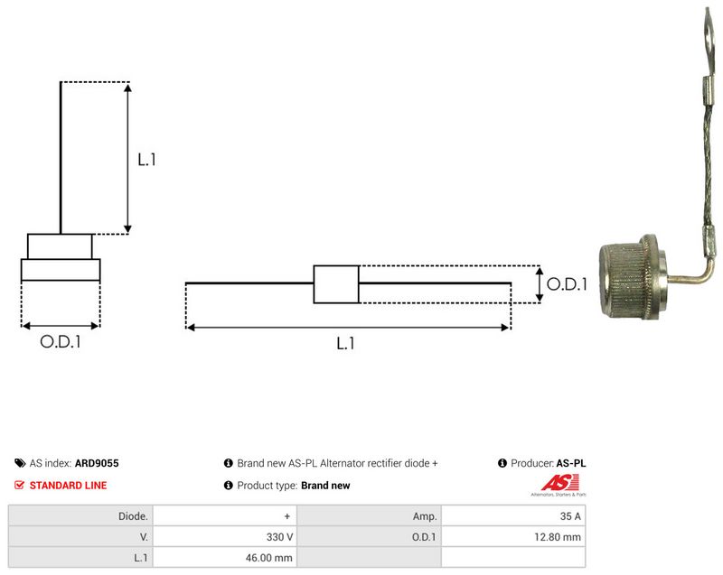 AS-PL ARD9055 Rectifier, alternator