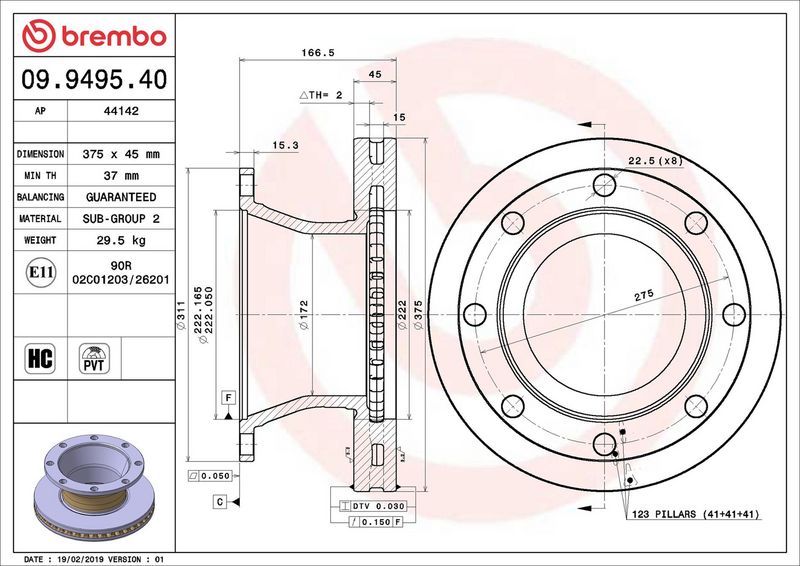 BREMBO 09.9495.40 Brake Disc