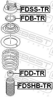 Підшипник котіння, опорний підшипник амортизатора, Febest FDB-TR