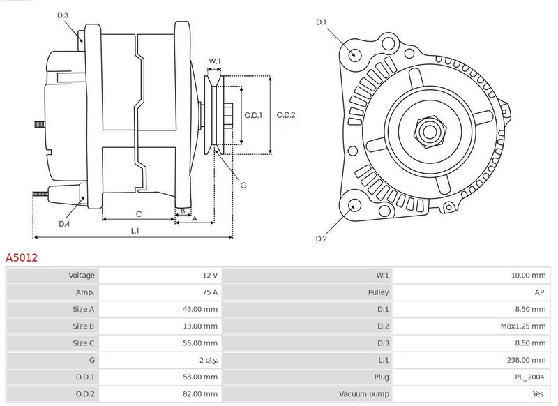 AS-PL A5012 Alternator