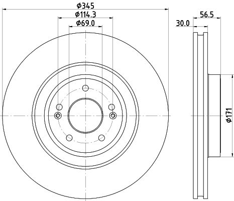 HELLA PRO HIGH CARBON KIA Гальмівний диск передній STINGER 2.0 17-, GENESIS