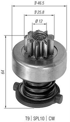 MAGNETI MARELLI бендикс z=9 OPEL 1,6D/1,7D Volkswagen Passat 1,6D AUDI 1,6D [940113020122]