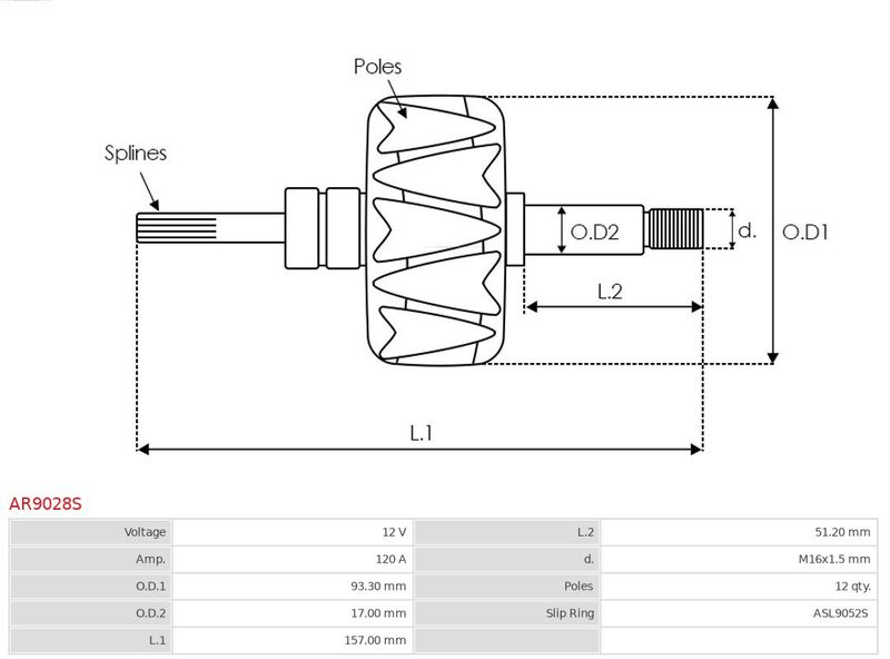 AS-PL AR9028S Rotor, alternator