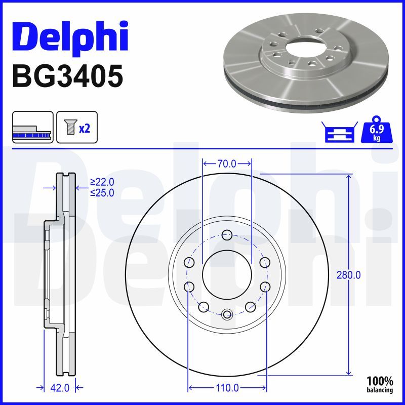 DELPHI BG3405 Brake Disc