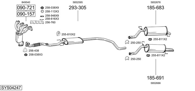 BOSAL kipufogórendszer SYS04247