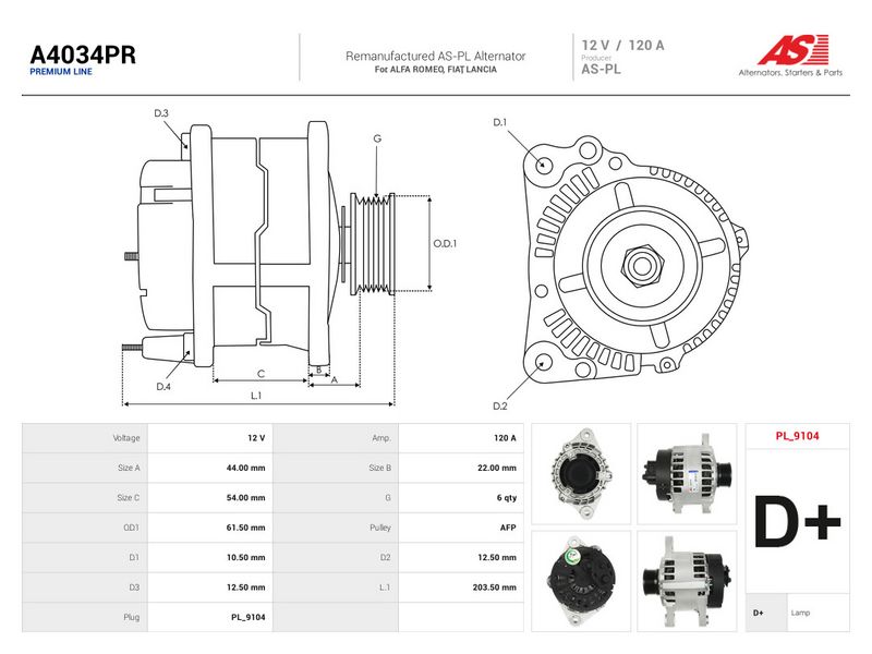 Generaator, AS-PL A4034PR