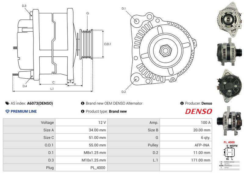 AS-PL A6073(DENSO) Alternator