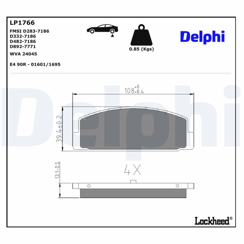 Piduriklotsi komplekt, ketaspidur, DELPHI LP1766