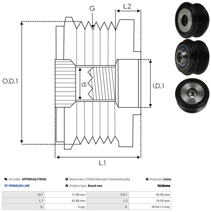 AS-PL AFP0054(LITENS) Alternator Freewheel Clutch