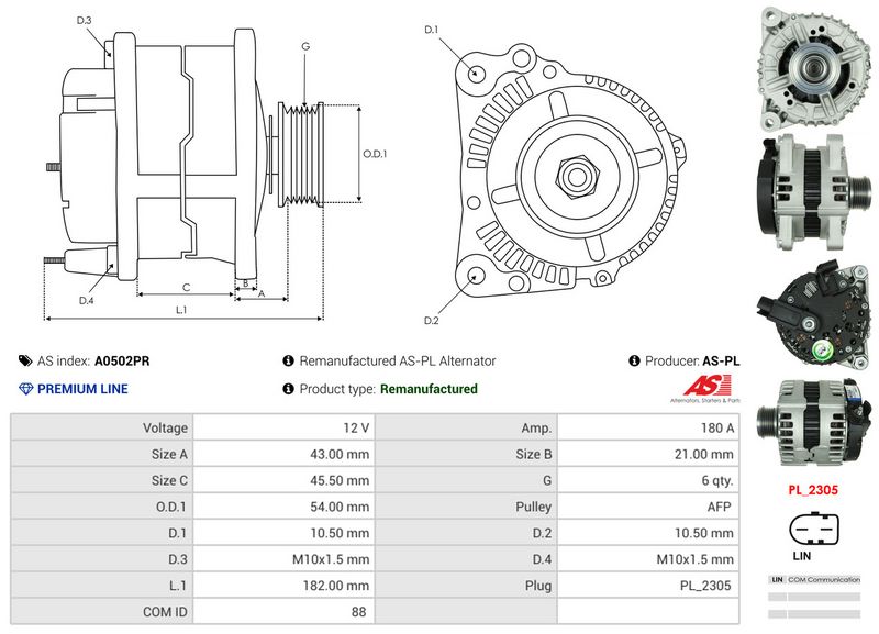 AS-PL A0502PR Alternator