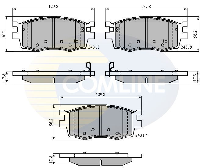 Комплект гальмівних накладок, дискове гальмо Comline CBP31519