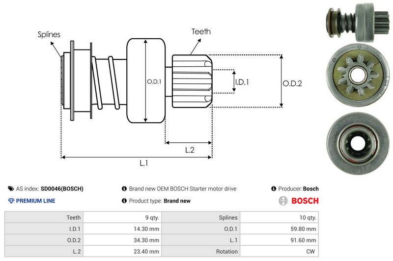 AS-PL SD0046(BOSCH) Freewheel Gear, starter