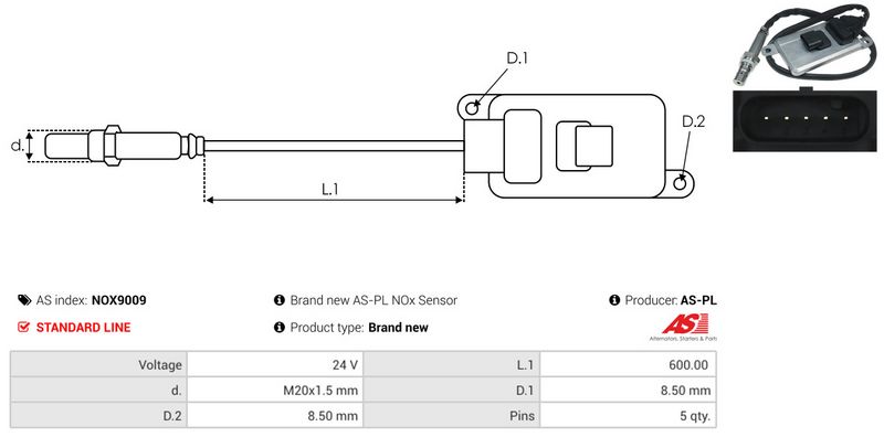 AS-PL NOX9009 NOx Sensor, urea injection
