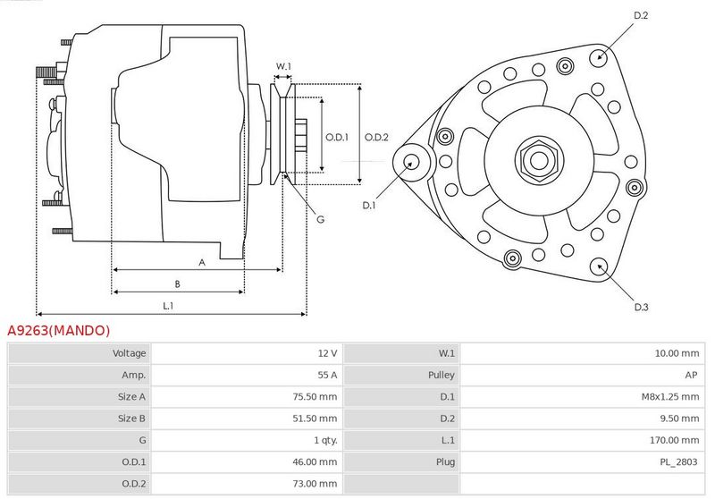 AS-PL A9263(MANDO) Alternator