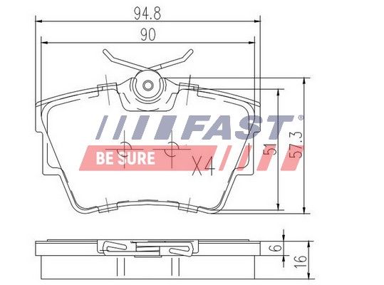 Комплект гальмівних накладок, дискове гальмо, Fast FT29513