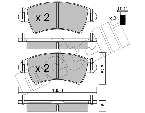 Комплект гальмівних накладок, дискове гальмо, Metelli 2203131