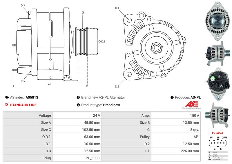 AS-PL A0581S Alternator