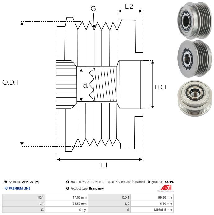 AS-PL AFP1001(V) Alternator Freewheel Clutch