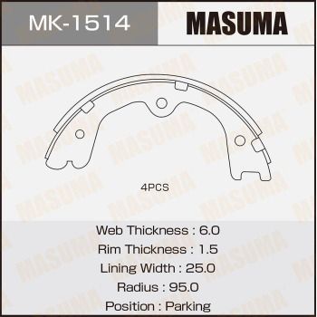 Комплект гальмівних колодок, Masuma MK-1514