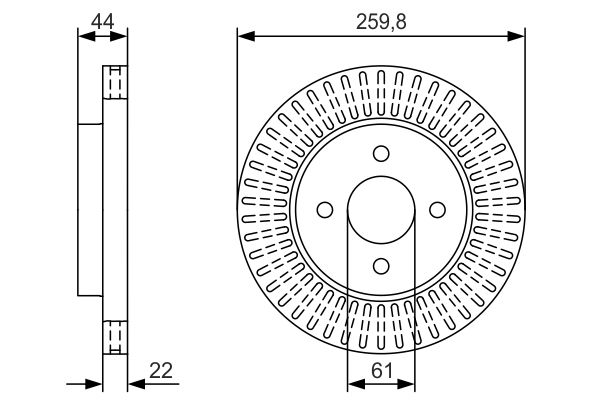 BOSCH NISSAN Тормозной диск пер. Versa II -20