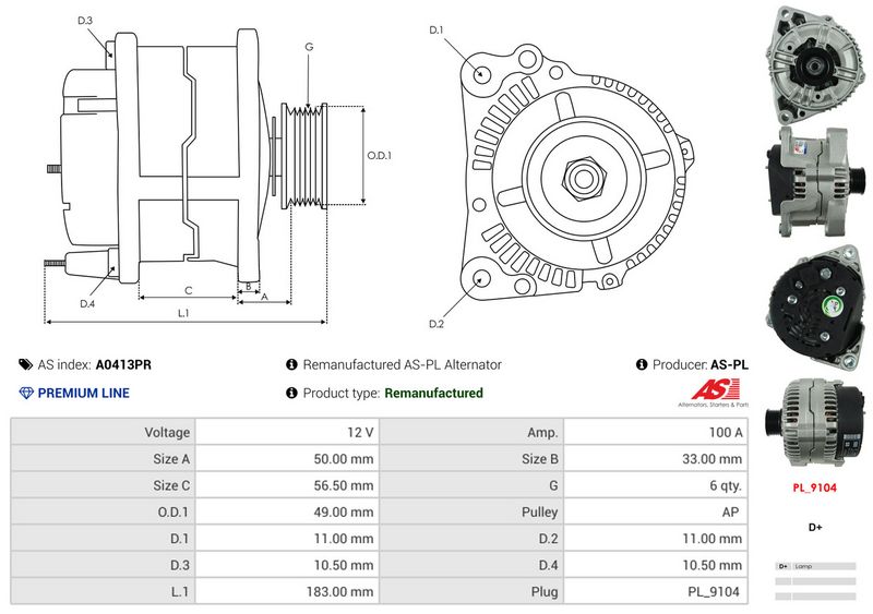 AS-PL A0413PR Alternator