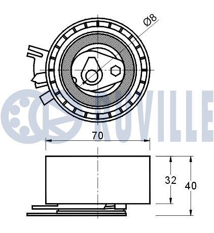 Натяжний ролик, зубчастий ремінь, Ruville 541202