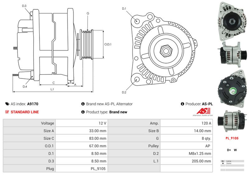 AS-PL A9170 Alternator