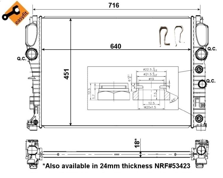 Радіатор, система охолодження двигуна, Nrf 56076