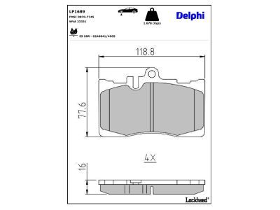 DELPHI LP1689 - Brake Pad Set, disc brake