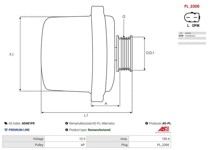 Remanufactured AS-PL Alternator