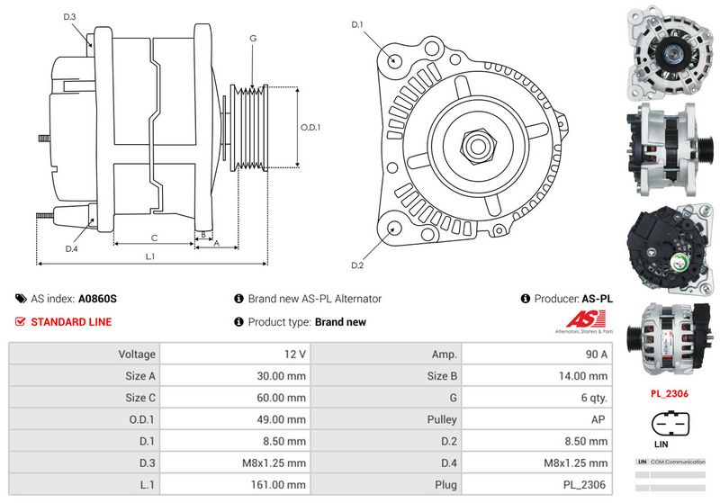 AS-PL A0860S Alternator