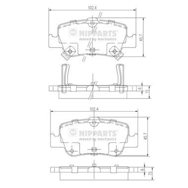 Комплект гальмівних накладок, дискове гальмо, Nipparts J3612033