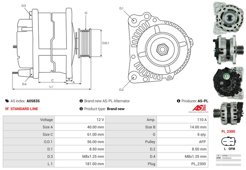 AS-PL A0583S Alternator