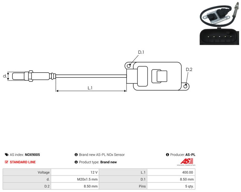 NOx-sensor, karbamiidipritse, AS-PL NOX9005