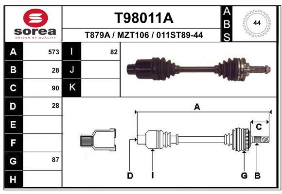 EAI hajtótengely T98011A