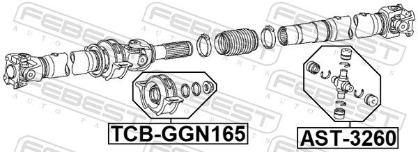 FEBEST TCB-GGN165 Bearing, propshaft centre bearing